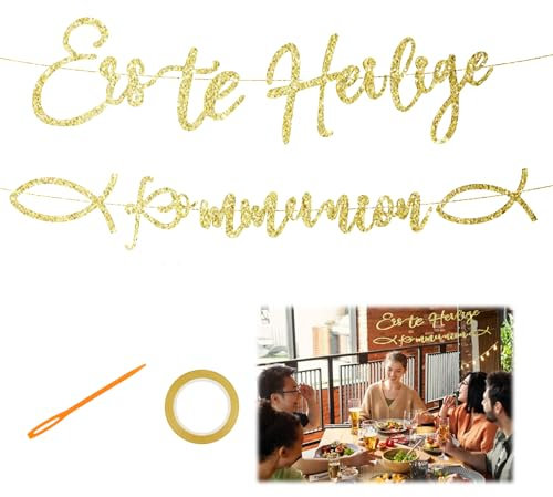 Waofzzn Kommunion Deko, Kommunion Deko Banner Erste Heilige Kommunion 3M Deko Kommunion Mädchen Junge