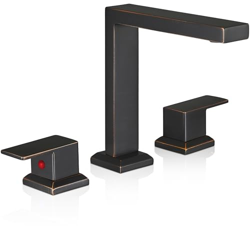 HEYMYTAP Römischer Wannenarmatur mit hohem Volumen, ölgeriebenes Bronze-Badewannenarmatur-Set, 2 Griffe, Messing-Badewannenarmaturen mit Luftbelüfter, Whirlpool-Wannenarmatur, 3-Loch-Deckmontage, kein