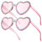 Fiada 2 Paar Herz Sonnenbrillen Herzförmige Brillen Lustige Partybrillen für JGA Hochzeit Fasching Kostüm Farbige Randlose Sonnenbrillen für Frauen (Stilvoll, Rosa)