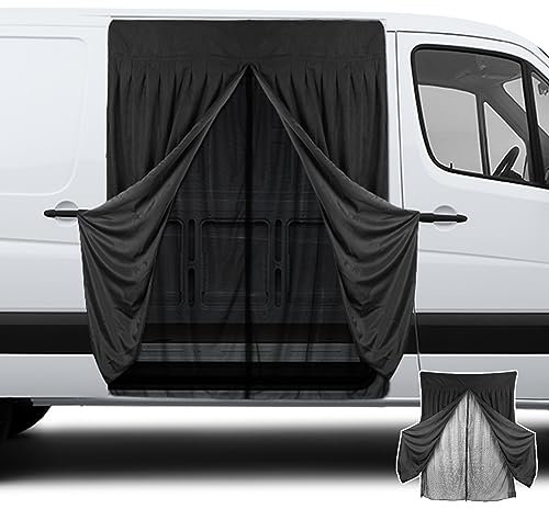 JinsenTGG Zanzariera Auto Doppio Strato Sostituzione per Sprinter Low Roof, Zanzariere Porta Laterale Auto, Rete per Insetti Magnetica a Due Strati con Pelle Scamosciata per Campeggio