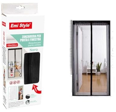 Tenda Zanzariera Magnetica Per Porta, 150X250cm, Colore nero, Zanzariera Anti Insetti Con Adesivo, Facile da Installare