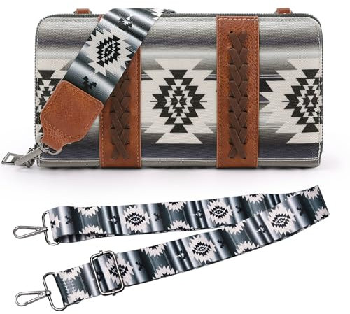 Lonya Geldbörse Damen Groß Viele Fächer Langformat Portemonnaie Reißverschluss Handy Crossbag Tasche