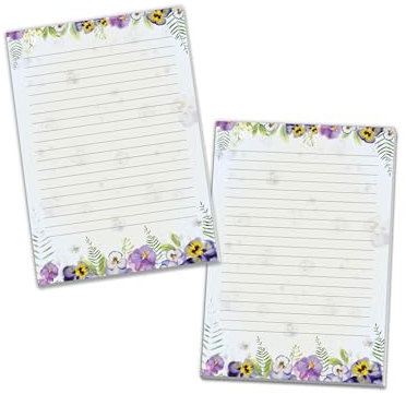 2 Briefblöcke Motiv Natur Veilchen Blumen pastell Briefpapier für Jungen Mädchen Kinder und Erwachsene Geschenk (2 Blöcke A4 mit je 25 Blätter)