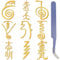 craspire 9 Stück Reiki-Symbol-Aufkleber, Goldene Metallaufkleber Mit Pinzette, Orgonit-Aufkleber, Religiöses Thema, Wasserdicht, Selbstklebend, Dekorationsaufkleber, Abziehbilder Für Sammelalben