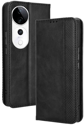 COMAKU Cover a Libro vivo V40 5G, Custodia a Portafoglio in Pelle con Supporto e Chiusura Magnetica Compatible per vivo V40 5G - Nero