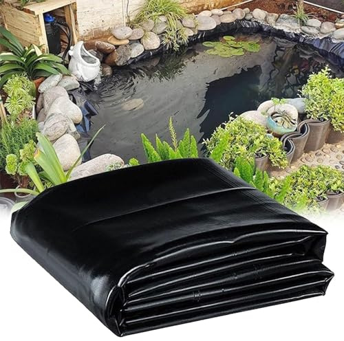 Revêtement de bassin flexible noir, sous-couche en caoutchouc HDPE 1x6m 3x2m 4x8m 6x9m, revêtements de bassin préformés pour piscine à poissons et bâche à membrane de bassin de jardin aquatique(4x4m)