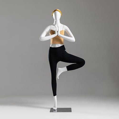 Schaufensterpuppen-Torso in Yoga-Pose für Schaufenster, Marktgeschäft, Sport-Schneiderpuppenständer mit abnehmbarem Metallsockel, Ganzkörper-Kleiderbügel-Attrappe zum Ausstellen von Kleidung (Farbe: