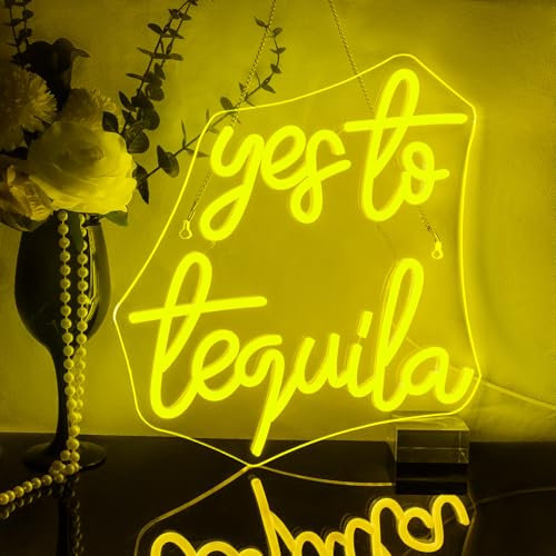 Looklight Yes to Tequila Letrero de neón Tequila Letreros LED Letreros de bar Letreros iluminados con letras USB Luces de neón regulables para el hogar Cerveza Bar Dormitorio Restaurante Hombre Cueva