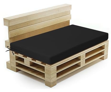 PRIMEPATIO Palettenkissen Outdoor für Terrassenmöbel, Auflagen, Kissen & Polster, Wasserdicht und Farbecht, Ersatz für Palettensofa, Sitzkissen für Europaletten, Hof, Garten,120x80cm, Schwarz