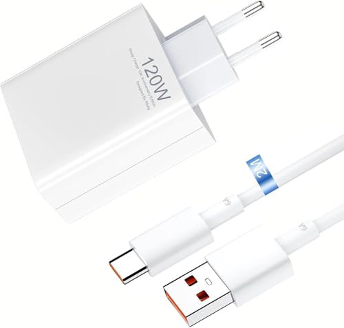 120W Xiaomi Schnell-Ladegerät, Fast Wall Charger Block, für Xiaomi 14, 13, 12, 13t, 12t, 12s, Redmi Note K70, K60, K50, 12, 11, Pro Plus, Black Shark 3, 4, 5, Poco F4, Mit 2M 6A Cable