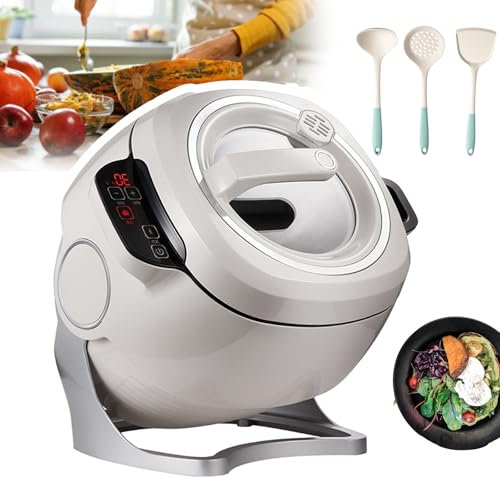 2000w 6l Automatic Cooking Wok Fried Rice Machine with Touch Screen, 3 Speed Adjustable, Drum Cooking Machine- 360° Automatic Rotation, Suitable for Stir-Frying, Stewing, Cooking