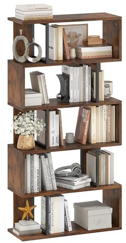 YITAHOME Bücherregal, Industrielles Regal mit Metallrahmen, Hohes Standregal, Offenes Lagerregal, Präsentationsregal, Aufbewahrungsorganizer für Wohnzimmer Home Office Schlafzimmer, Vintagebraun