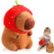 VIDSTW 23 CM Capybara Peluche Capibara Peluche Suave con Sombrero de Fresa Realista Juguetes Lindos Diseño Tridimensional para Juguetes Infantiles, Decoración de Muebles (Versión Fresa)