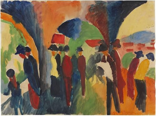 ARTXLXXBN Berühmte Gemälde Mode Leinwand-Malerei Bilder Wandgemälde Unter thun arkaden von august macke Poster Wandbilder für Office Home Decor 60x90cm