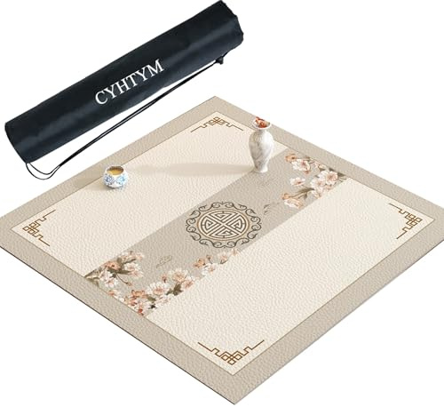 CYHTYM Tapete de Mesa de Mahjong Grueso y Suave con Bolsa de Almacenamiento con cordón Negro(Gray2,80CM/31.5)