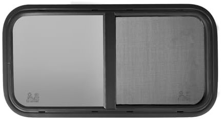 Ventana para autocaravana de 82 x 52,5 cm, repuesto de ventana abatible para autocaravanas, tintada con mosquitera, ventana lateral con esquinas redondeadas para autocaravana, caravanas, autocaravana