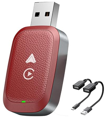 Wireless CarPlay Adapter for Toyota Tacoma 2021 2022, 2 in 1 CarPlay and Android Auto Adapter, Convert Wired to Bluetooth Wireless Carplay, Plug & Play, C Red