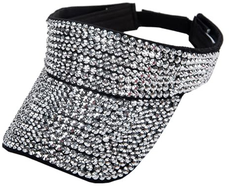 Generisch Cap Damen Sommer Bling Strass Sporthüte Verstellbare Sommerkappe Visierkappen Unisex Cap Ski (Silver, One Size)