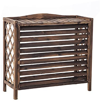 GAOAZHEN Cubierta de Madera para Aire Acondicionado, Cubierta de Madera Maciza para Aire Acondicionado Exterior, con diseño de Rejilla para persianas, fácil de Instalar, 85 x 35 x 75 cm.