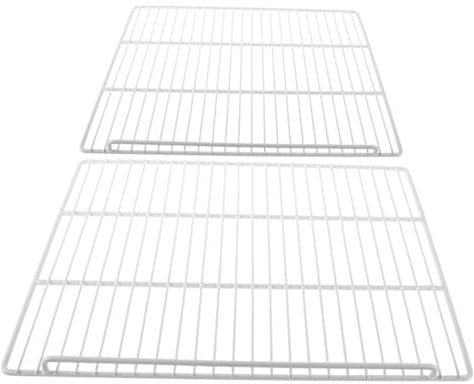 Kühlschrank Drahtregal 2 Stück Weiß für Kühlschrank und Gefrierschrank | Plastic Coated Steel Wire, Ventilierte Ausführung, Universelle Passform, Leichte Montage, Innenraumzubehör