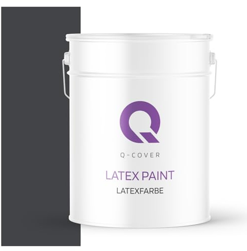 Q-COVER Latexfarbe 10L Schwarz – Matte Innenfarbe für Wand & Decke, Klasse 3, Hohe Deckkraft, Scheuerfest