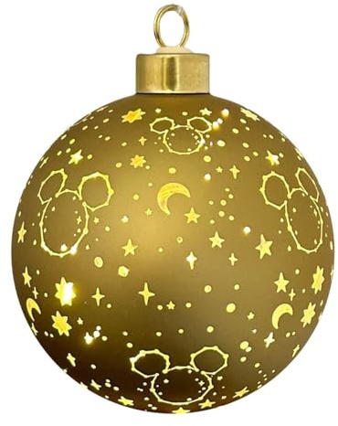 Christmas Inspirations Mickey Mouse Weihnachtskugel 10 cm beleuchtet - Ornament Glaskugel mit LED warmweiß Disney Sterne Kugel - Offiziell lizenziert, batteriebetriebene Weihnachtsdeko & Sammlerfigur