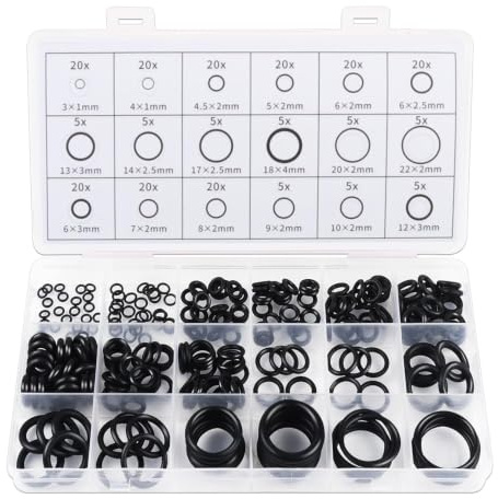 225 Stücke O Ring Sortiment, Ø 3-22 mm–Dichtungsringe Set NBR Gummidichtung