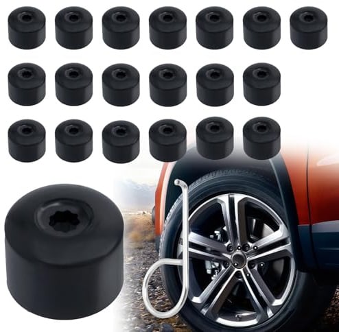 Stalora 20 Stück 17mm Radschraubenkappen, Diebstahlschutz Radmutterkappen, Kompatibel mit VW Golf Passat Beetle Audi, Auto Zubehör Radmutternabdeckung, Schwarz, für alle Automarken