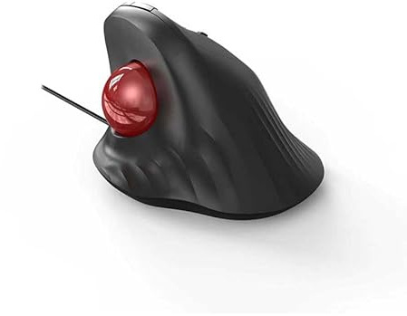 JOMAA Wired Trackball Mouse – 6-Button Ergonomic Design with CPI Switch (400/800/1200/1600), Red LED Indicator, 250Hz Polling Rate, Plug & Play, for PC, Laptop, Desktop (Red)