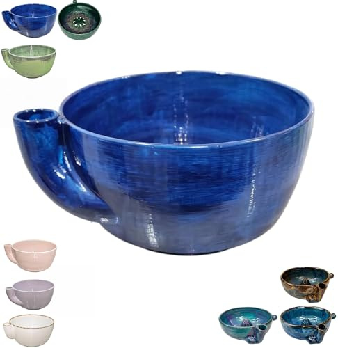 Ceramic Berry Washing Bowl with Centre Cone, 360° Cleaning Swirl Colander, Quick Rinse Washer for Berries Serving, Vegetables (Blue)