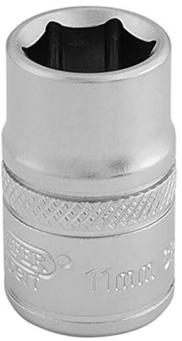 Draper 16536 3/8-Inch Square Drive 6 Point Metric Socket, 11mm Size, Blue