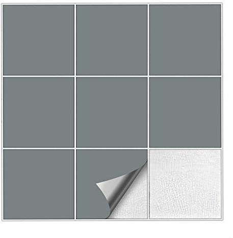 Kiwistar Fliesenaufkleber Grau 71 Seidenmatt - 9 x 9 cm - 50 Stück - Klebefliesen Fliesenmuster Stickerfliesen Wandfliesen überkleben