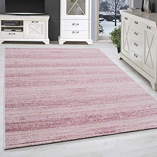 SIMPEX Kurzflor Teppich Unicolor - Einfarbig Rosa, 160 x 230 cm, Moderner Stil für Wohnzimmer