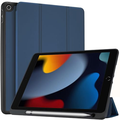 ProCase Funda para iPad 10.2 9.ª 8.ª 7.ª Generación 2021 2020 2019, Capa Protectora con Ranura para Lápiz Óptico -Marino