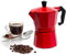 Mixpresso Aluminum Moka Stove Coffee Maker, Red Moka Pot for Gas & Electric Stove Top, Classic Italian Espresso Maker, Camping Pot 3 Cup 5 Oz