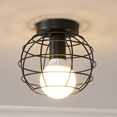 iDEGU Vintage Deckenleuchte, industriell Lampe Geometrisches Käfig Design Lampenschirm aus Metall E27 Deckenlampe für Schlafzimmer, Café, Restaurierung, Eingang, Flur, 17 cm (Kugel)