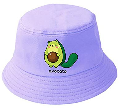 YUHOOE Cartoon Obst Fischerhut Süßer Avocado Eimer Hut Sommer Mädchen Strand Hut Frauen Männer Mütze Unisex Outdoor Reise Sonnenschirm Buschhüte,Lila,Einheitsgröße