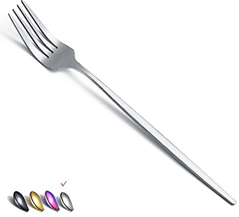 HOMQUEN - Tenedores de Cena esmerilados, 6 Piezas, Tenedoresde Acero Inoxidable, Juego de Cubiertos, Tenedores de Postre, Tenedore de Mesa, Tenedore de Ensalada (Plata Mate-8.4 Pulgadas)