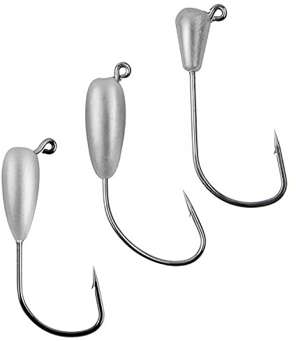 30Pcs Tube Jig Heads Fishing Hooks Tube Fishing Water Drop Tube Jig Hooks for Bass Saltwater Freshwater Lead Fishing Jigs 1/4OZ 3/8OZ 1/8OZ