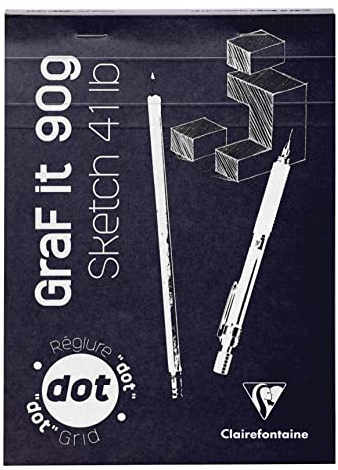 Clairefontaine 96651C - Packung mit 10 Skizzenblöcken GRAF IT, DIN A5 14,8x21cm, kopfseitig geheftet, Dot Lineatur 80 Blatt 90g, farbig sortiert, 1 Pack