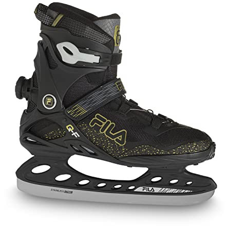 FILA Herren Schlittschuh Primo QF | Freizeit | Edelstahlkufe | Perfekter Halt & Komfort | schwarz-Gold, 47