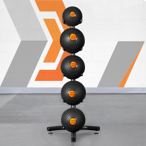 METIS Ständer für Medizinball & Slamball - Gym Ball Ablage für bis zu 5 Medizinbälle oder Slambälle | Gewichte Ball Aufbewahrungsturm | Lagerung für Slam Ball oder Medizin Ball