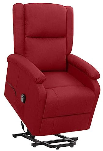 vidaXL Aufstehsessel, Elektrischer Sessel mit Aufstehhilfe, Relaxsessel mit Liegefunktion, Verstellbarer Fernsehsessel Liegesessel, Weinrot Stoff