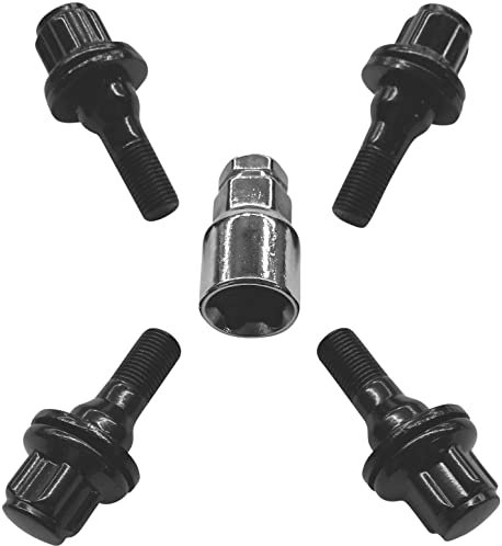 Felgenschloss M12x1,25x36mm Flachbund kompatibel mit Citroen DS Fiat Opel Peugeot Toyota 4x schwarze Felgenschlösser-Set Felgensicherungen Felgen-Diebstahlschutz Radsicherungen Radschrauben Radbolzen