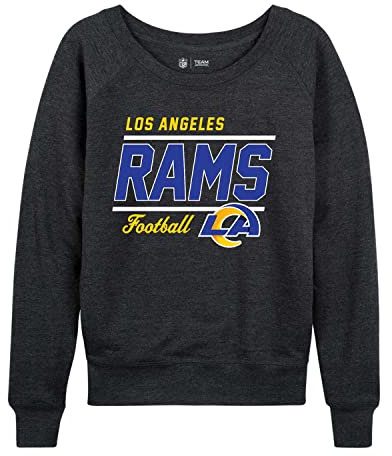 Team Fan Apparel NFL Womens Crew Neck Light Weight, Gameday Apparel, Slouchy Fit Raglan Crewneck Pullover for Women, Charcoal, S