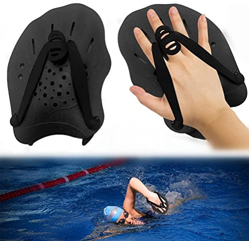 KKPLZZ Palas de Natación Speedo, 1 par de Palas de Mano de Entrenamiento con Correas Ajustables, Accesorios de Ejercicio Profesional