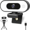 XPCAM Webcam con anello luminoso – Plug and Play, copertura privacy e treppiede inclusi, 1080p Full HD Pro Streaming Web Camera con microfono, USB Computer Camera per PC Mac Laptop Desktop