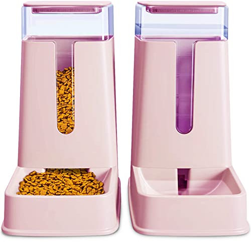 Automatic Pet Feeder Small&Medium Pets Automatic Food Feeder and Waterer Set 3.8L, Travel Supply Feeder and Water Dispenser for Dogs Cats Pets Animals