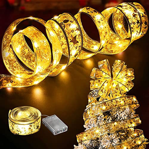 Sunshine Smile Luces LED de Navidad, 5M 50 LED Cinta Decorativa Para Árbol, Envases de Regalo, Coronas Navideñas