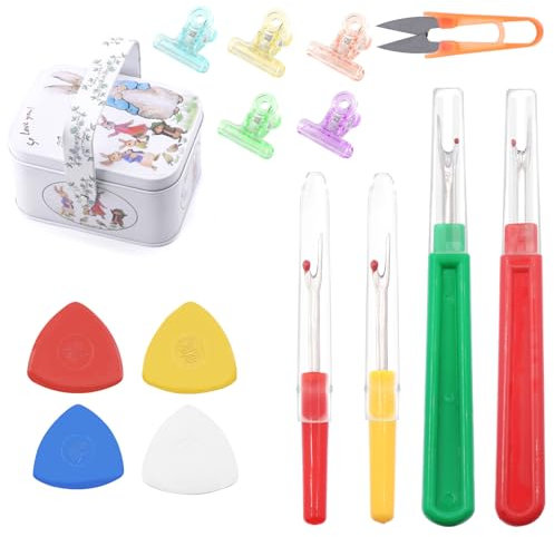 Tanstic 118-teiliges Näh-Nahttrenner-Set, enthält große und kleine Nahttrenner, Schere, Schneiderkreide, Quilt-Clips mit Metallbox zum Schneidern